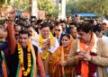 सीएम धामी ने पालम दिल्ली में किया भव्य रोड-शो