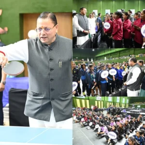 टेबल टेनिस खेलकर सीएम धामी ने बढ़ाया खिलाड़ियों का उत्साह