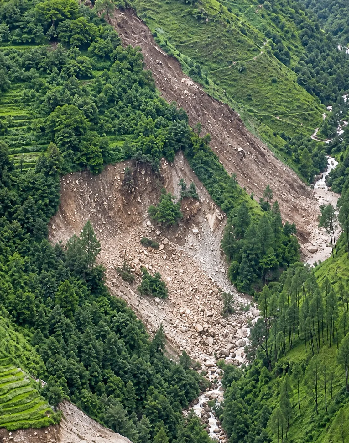 बागेश्वर। लखमारा गांव में भूस्खलन से दहशत, मलबे और बोल्डरों से बढ़ा खतरा; रास्ता और सिंचाई नहर क्षतिग्रस्त